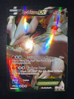 POKEMON RESHIRAM EX FULL ART ULTRA RARE 95/99 B&W NEXT DESTINIES GERMAN EX - Image 2