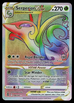 Pokemon Card Silver Tempest Serperior VSTAR 196/195 Rainbow Rare - Image 1