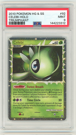 2010 Pokemon HG & SS Celebi Holo Triumphant # 92/102 PSA 9 Mint. Freshly Graded - Image 1