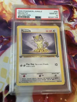 Pokemon TCG Meowth Jungle Card 56/64 1st Edition Common - Image 1