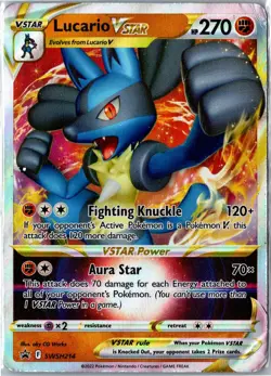 Pokemon Card - Lucario VSTAR Sword & Shield Promo SWSH214 Promo Holo Damaged - Image 1