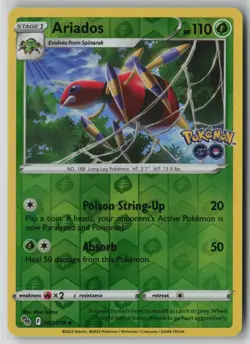 Ariados 007/078 Pokemon TCG Pokemon GO Card Reverse Holo Stamp (Light Play) LP 1 - Image 1