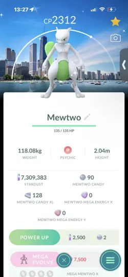 Pokemon Go Shiny Legendary Mewtwo ( Chicago Background) - Image 1