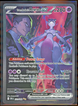 Pokemon TCG Team Rocket's Mewtwo ex 231/182 Sv10 SIR Holo English EX - Image 1