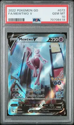 2022 Pokemon Go Mewtwo V #072 FA PSA 10 GEM MINT - Image 1