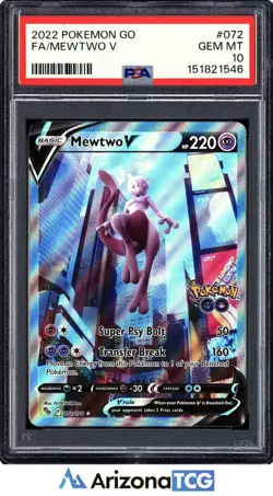 Pokemon 2022 Mewtwo V 072/078 Full Art Pokemon GO GEM MINT PSA 10 - Image 1