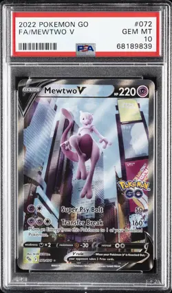 2022 POKEMON GO #072 FULL ART/MEWTWO V PSA 10 - Image 1