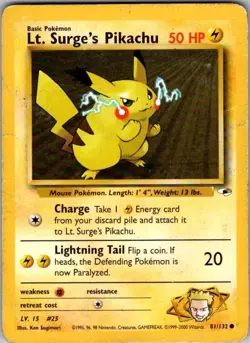Wizards of the Coast Lt. Surge's Pikachu 81/132 Gym Heroes Unlimited - Image 1