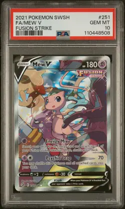 Pokemon SWSH Fusion Strike Mew V 2021 #251/264 Ultra Rare Card Gem Mint PSA 10 - Image 4