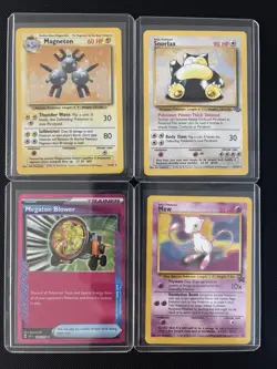 Pokemon WOTC Vintage 4 Card Lot Magneton Holo Snorlax Mew & Megaton Blower - Image 1
