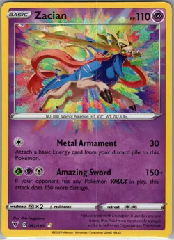 Zacian 082/185 SWSH04: Vivid Voltage - Pokemon Card - NM - Image 1