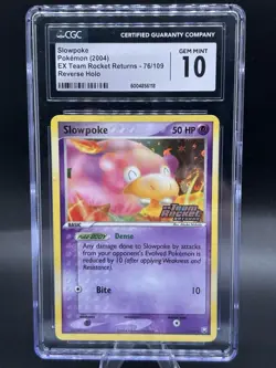 Pokemon Slowpoke EX Reverse Holo Team Rocket Returns 76/109 Rare 2004 CGC 10 - Image 1