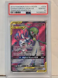 2019 Pokemon Sun & Moon GARDEVOIR SYLVEON gx Unbroken Bonds Full Art PSA 10 GEM - Image 1
