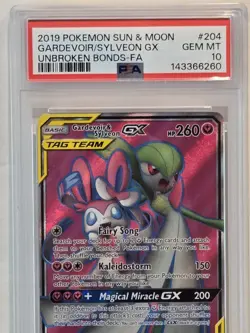 2019 Pokemon Sun & Moon GARDEVOIR SYLVEON gx Unbroken Bonds Full Art PSA 10 GEM - Image 2