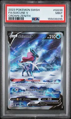 2023 POKEMON SWORD & SHIELD CROWN ZENITH #GG38 FULL ART/SUICUNE V PSA 9 - Image 1