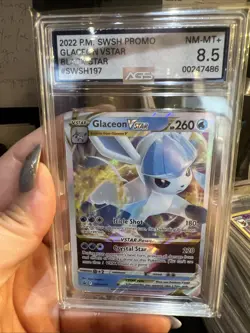 2022 Pokemon SWSH Black Star Promo Glaceon VStar SWSH197 Graded AGS 8.5 - Image 1