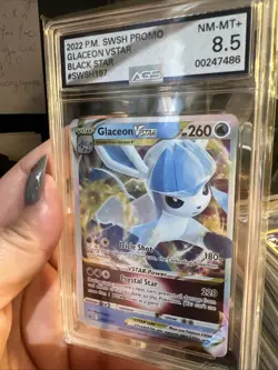 2022 Pokemon SWSH Black Star Promo Glaceon VStar SWSH197 Graded AGS 8.5 - Image 2