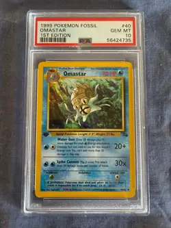 Omastar Pokemon Fossil Gem Mint PSA 10 1st Edition - Image 1