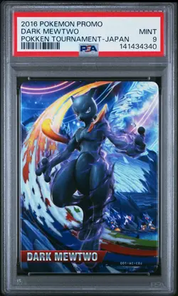 2016 POKEMON PROMO POKKEN TOURNAMENT JAPAN DARK MEWTWO PSA 9 - Image 1