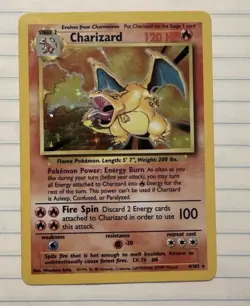 Pokemon Base Set Charizard 4/102 Holo Rare Stage 2 120 HP English - Image 2