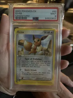 Pokemon PSA 9 MINT Eevee 63/100 EX Sandstorm 2003 - Image 1
