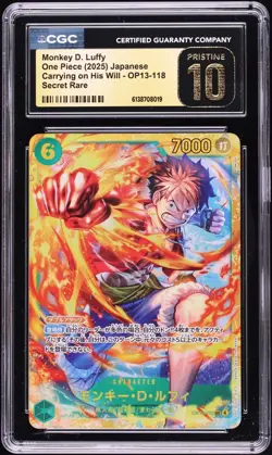 CGC 10 PRISTINE Monkey D Luffy OP13-118 One Piece Japanese SEC - Image 1