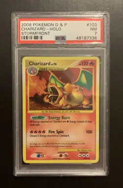 Pokemon Card CHARIZARD Holo PSA 7 SWIRL Diamond & Pearl Stormfront 103/100 2008 - Image 1