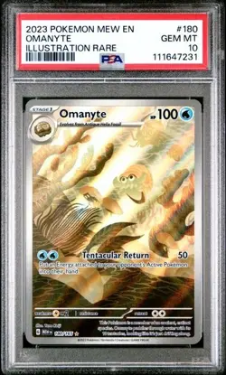 Omanyte 180/165 PSA 10 GEM MINT 151 Illustration Rare Holo Pokemon Card - Image 1