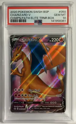 2020 POKEMON SWSH BSP CHARIZARD V #050 CHMP. PATH ELITE TRNR BOX PSA GEM MT 10 - Image 2