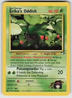 Erika's Oddish 47/132 Uncommon Gym Heroes Pokemon Unlimited Lightly Played - Image 1