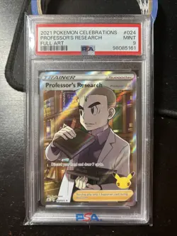 🔥 Pokemon PSA 9 Mint Celebrations Professor Research Full Art #024 AF - Image 1