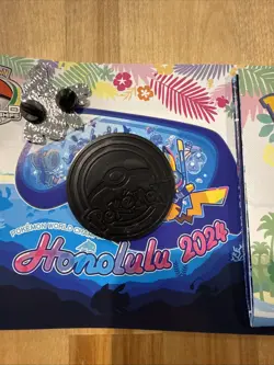 2024 Honolulu Pokemon World Championships Snorkel Pikachu Pin And Coin - Image 3