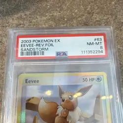 Pokemon 2003 EX Sandstorm Eevee 63/100 Reverse Holo PSA 8 English - Image 4
