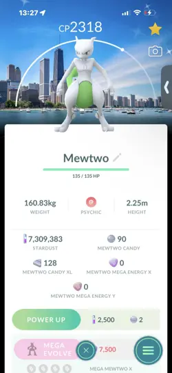 Pokemon Go Shiny Legendary Mewtwo ( Chicago Background) - Image 1