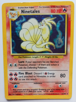 Ninetales Pokemon Card Holo WOTC 12/102 Base Set Rare Vintage 1999 Original MP - Image 1