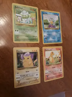 1998 Pokemon Charmander Squirtle Bulbasaur Pikachu Base Set Lot 1 - Image 1