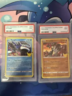 SEQUENTIAL CERTS - 2021 POKEMON CELEBRATIONS #003 KYOGRE & #017 GROUDON PSA 9 - Image 1