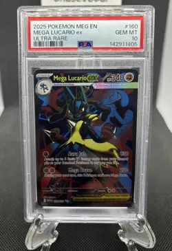 2025 PSA 10 Pokemon Mega Evolution Mega Lucario ex Full Art 160/132 card Gem - Image 1