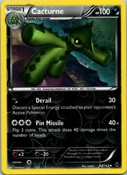 Pokemon XY Breakthrough Cacturne Reverse Holo 88/162 - Image 1