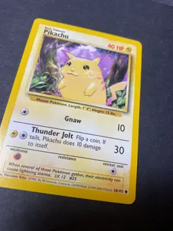 Pikachu Pokemopn TCG Yellow Cheeks Base Set Card 58/102 Vintage - Image 5