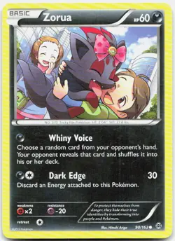 ZORUA 90/162 C BREAKTHROUGH POKEMON REVERSE HOLO LP - Image 1