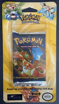 WOTC Pokemon Base Set Booster Blister Pack 11 Cards 1999 Vintage Charizard 33.8g - Image 1
