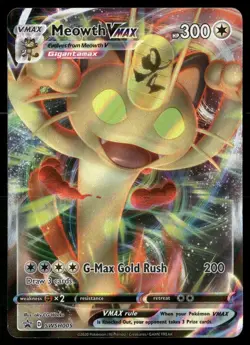 Meowth VMAX SWSH005 Holo Promo Sword & Shield Promo Pokemon DMG - Image 1