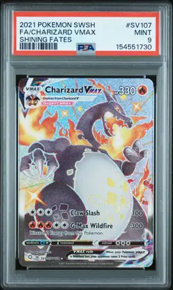 2021 POKEMON SWORD & SHIELD SHINING FATES #SV107 FULL ART/CHARIZARD VMAX PSA 9 - Image 1