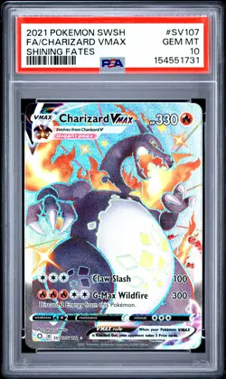 2021 POKEMON SWORD & SHIELD SHINING FATES #SV107 FULL ART/CHARIZARD VMAX PSA 10 - Image 1