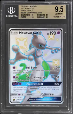 2019 Pokemon Sun And Moon Hidden Fates Mewtwo Gx #SV59 BGS 9.5 Shiny Vault Full - Image 1
