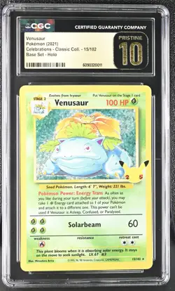 VENUSAUR Celebrations Base Set Holo #15 CGC Pristine 10 Pokemon - Image 1