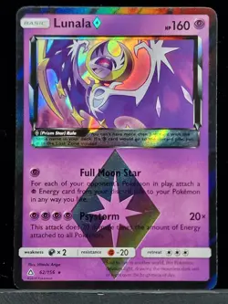 Pokemon TCG Lunala Prism Star 62/156 Sun Moon Ultra Prism Card Near Mint - Image 1