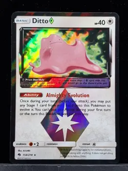 Pokemon Card Ditto Prism Star SM - Lost Thunder Prism Rare 154/214 Near Mint - Image 1