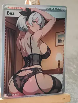 Bea Pokemon Trainer Full Art Sexy Waifu doujin ACG Custom Art Card - Image 3